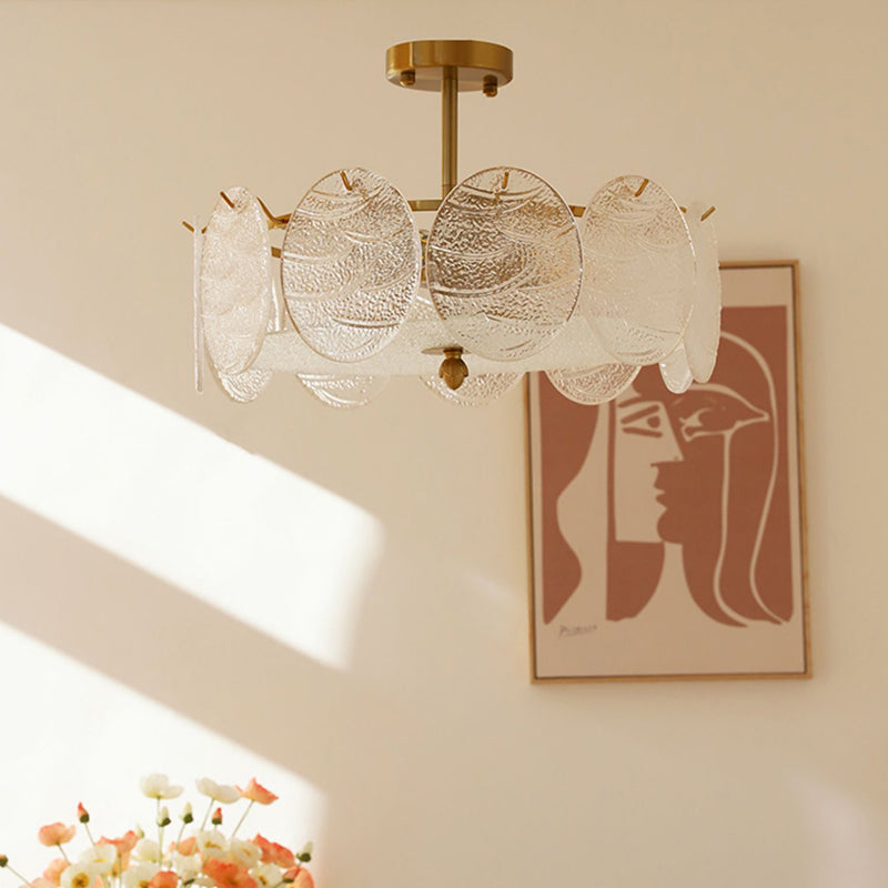 Plafonnier de forme ronde, montage encastré en fer de Style Simple et moderne avec abat-jour en verre pour le salon
