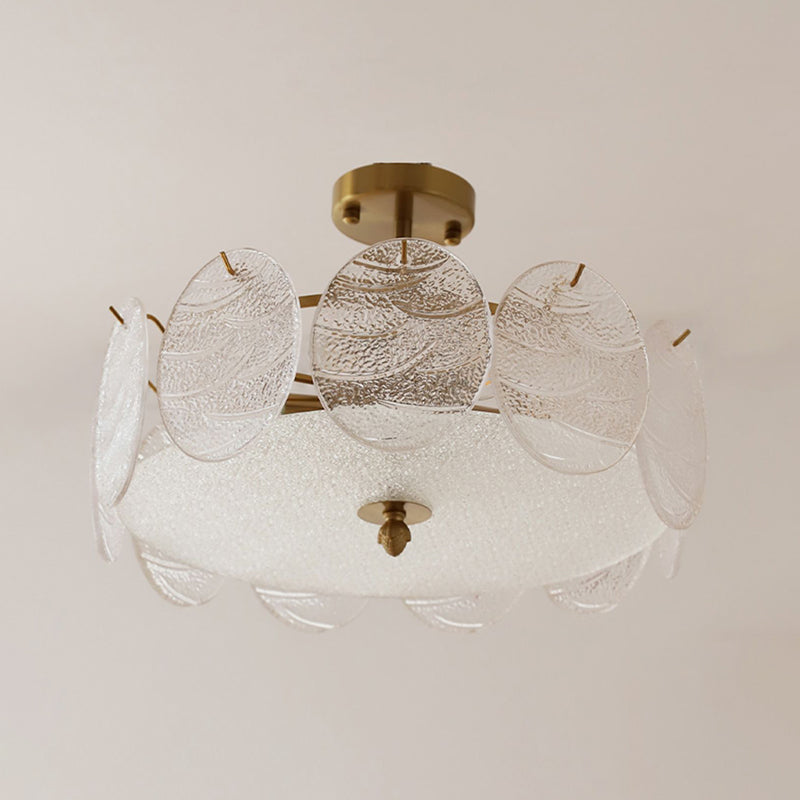 Plafonnier de forme ronde, montage encastré en fer de Style Simple et moderne avec abat-jour en verre pour le salon