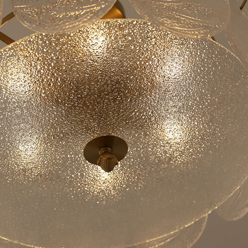 Plafonnier de forme ronde, montage encastré en fer de Style Simple et moderne avec abat-jour en verre pour le salon