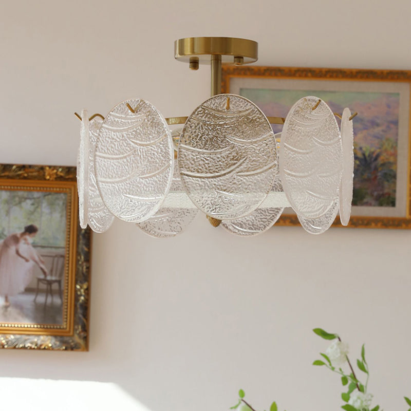 Plafonnier de forme ronde, montage encastré en fer de Style Simple et moderne avec abat-jour en verre pour le salon