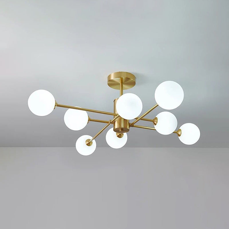 Modern Flush Light Fixtures Glass Globe Flush Mount Lamp in Gold for Living Room