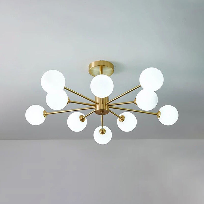 Modern Flush Light Fixtures Glass Globe Flush Mount Lamp in Gold for Living Room