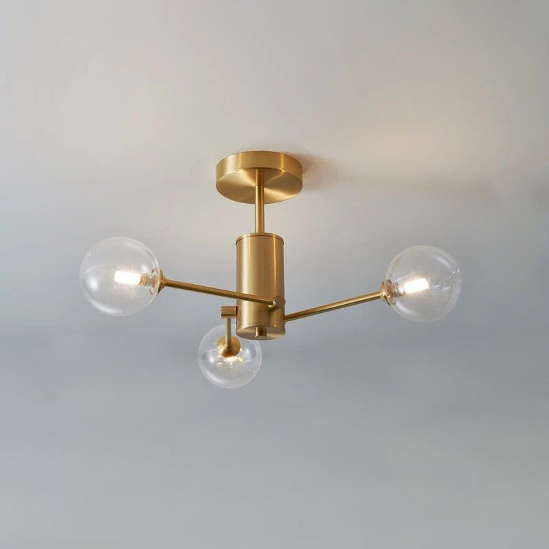 Modern Flush Light Fixtures Glass Globe Flush Mount Lamp in Gold for Living Room