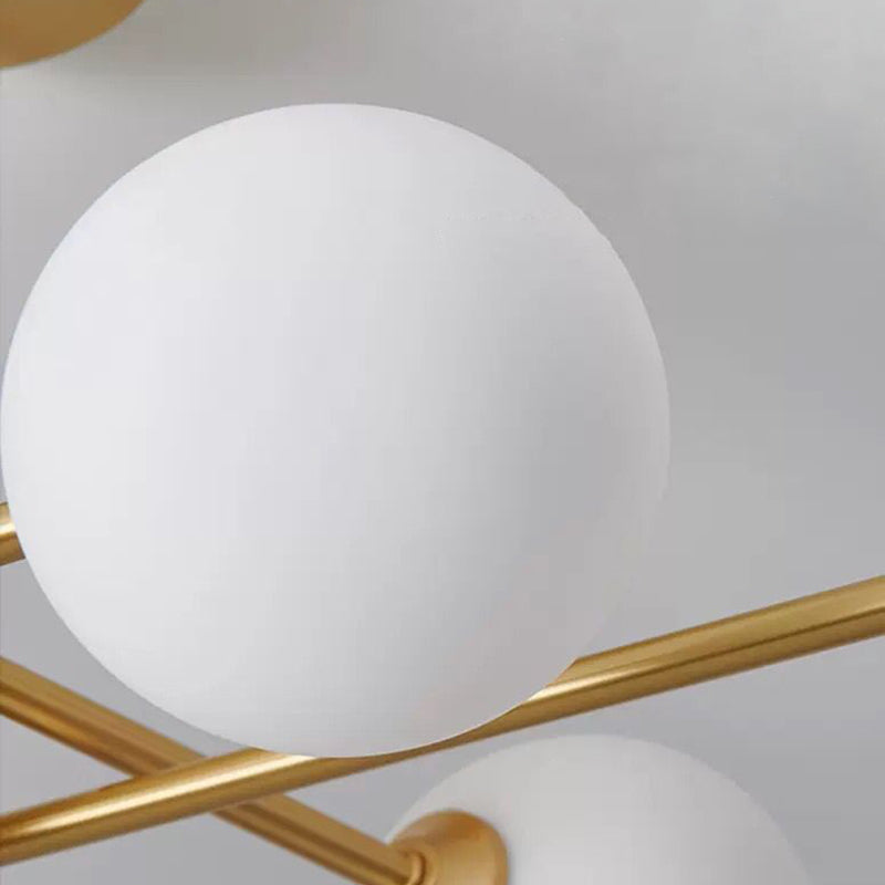 Modern Flush Light Fixtures Glass Globe Flush Mount Lamp in Gold for Living Room