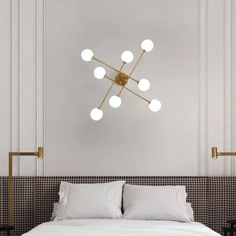 Modern Flush Light Fixtures Glass Globe Flush Mount Lamp in Gold for Living Room