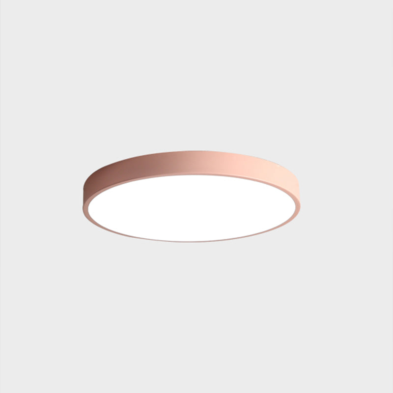 Round Shape Ceiling Lamp Macaroon Modern Simple Style Iron 1 Light Flush Mount for Children's Room