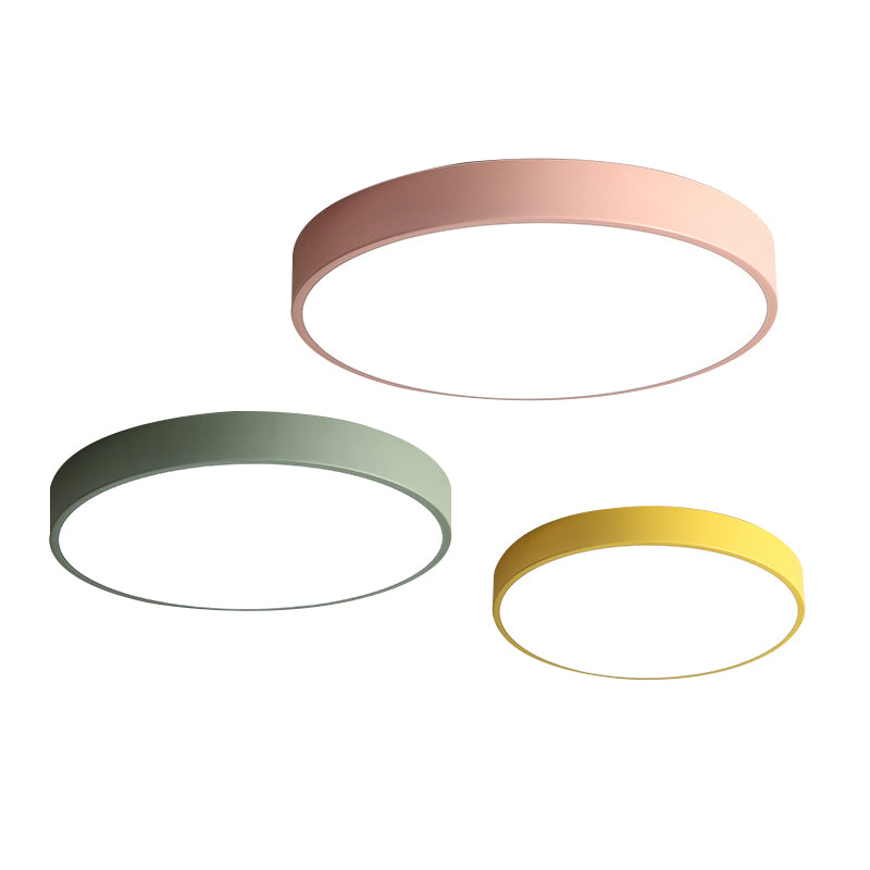 Lámpara de techo de forma redonda Macaroon, estilo moderno y sencillo, hierro, 1 luz, montaje empotrado para habitación de niños