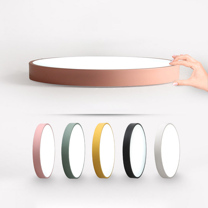 Round Shape Ceiling Lamp Macaroon Modern Simple Style Iron 1 Light Flush Mount for Children's Room