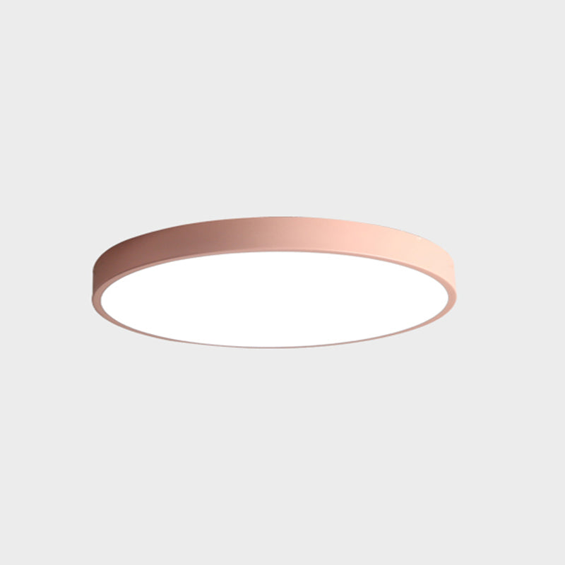 Round Shape Ceiling Lamp Macaroon Modern Simple Style Iron 1 Light Flush Mount for Children's Room