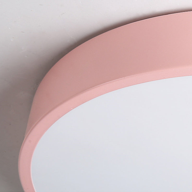 Round Shape Ceiling Lamp Macaroon Modern Simple Style Iron 1 Light Flush Mount for Children's Room