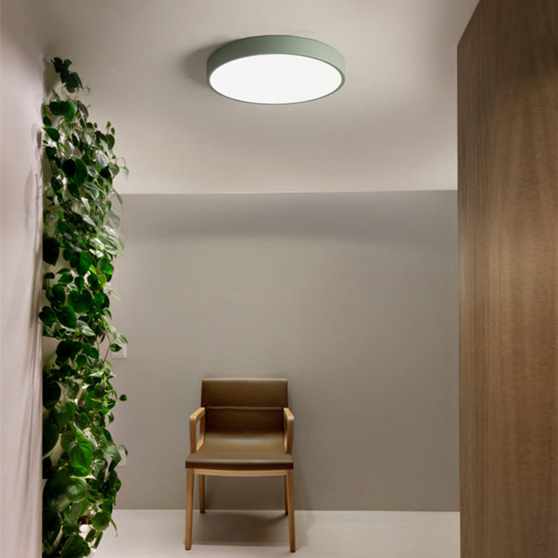 Round Shape Ceiling Lamp Macaroon Modern Simple Style Iron 1 Light Flush Mount for Children's Room