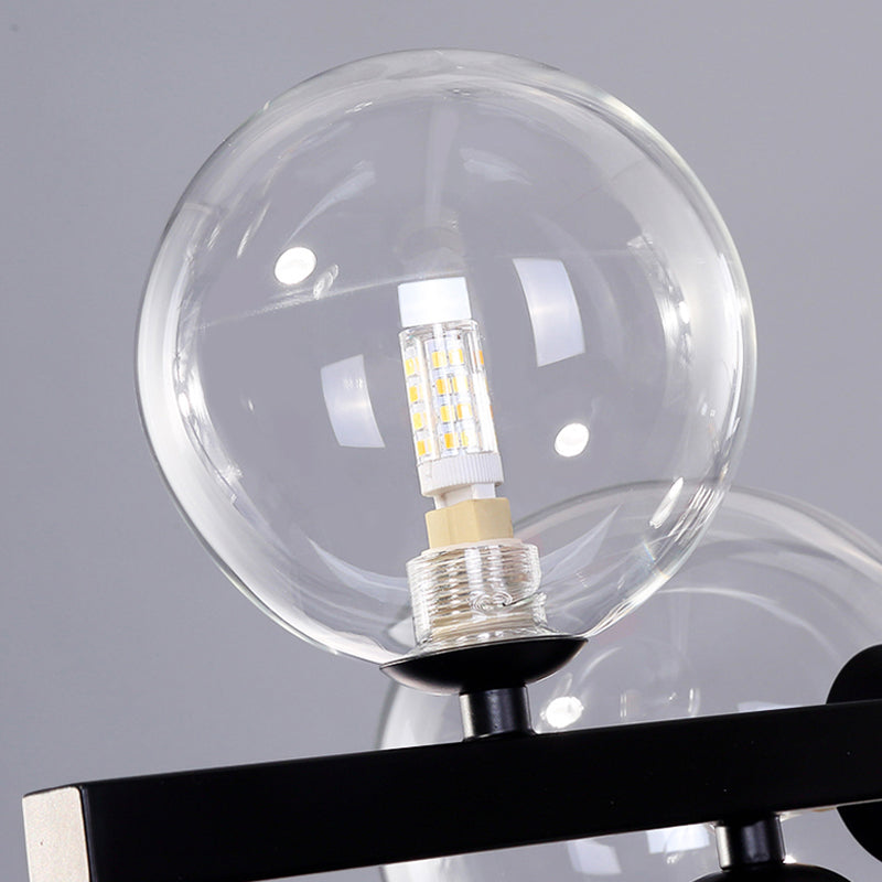 Light Light Modern Pendant Lighting Sphérique Hanging Island Lights avec une teinte en verre transparent