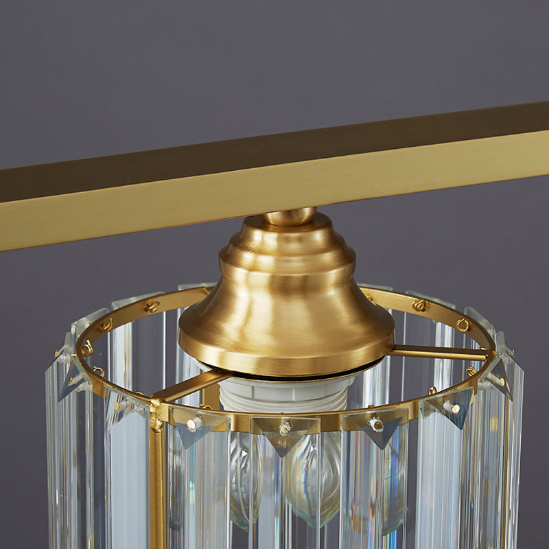 Luminaire d'île contemporaine Crystal Cylinder Island Lights in Gold Finish