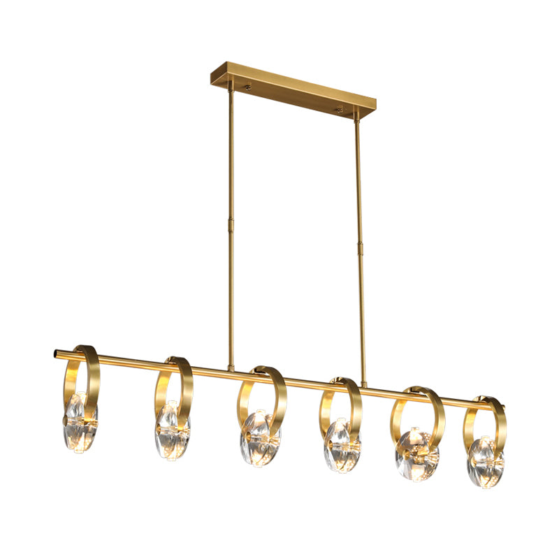 Contemporary Island Light Rings Crystal Island Lights in Gold for Kitchen
