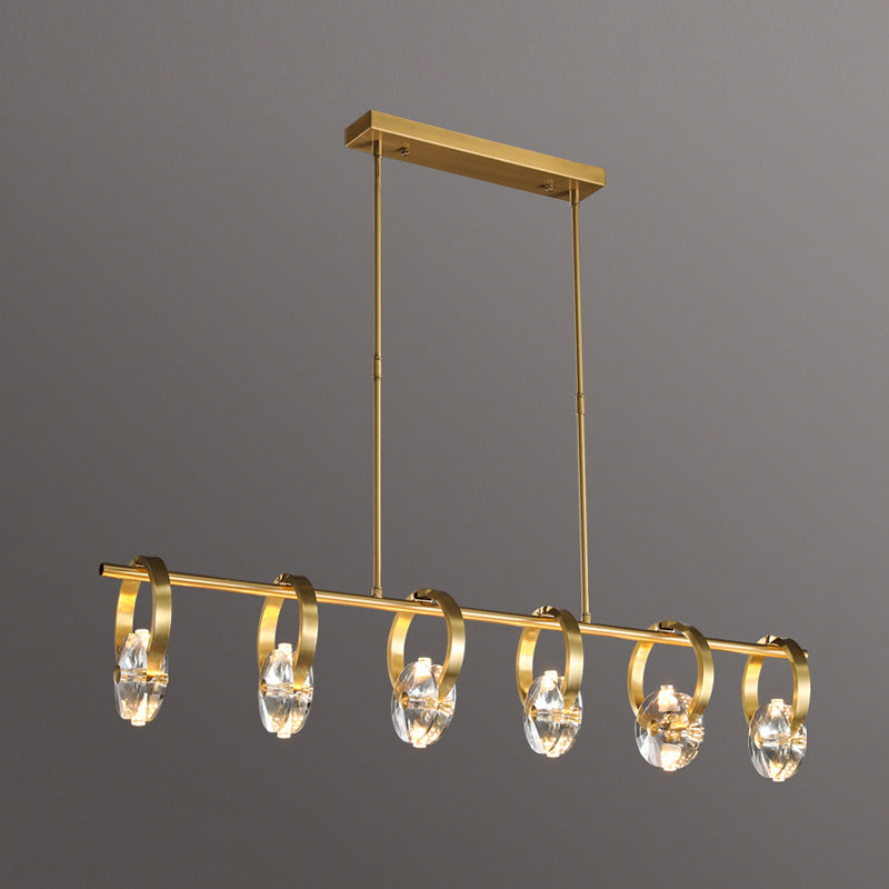 Contemporary Island Light Rings Crystal Island Lights in Gold for Kitchen