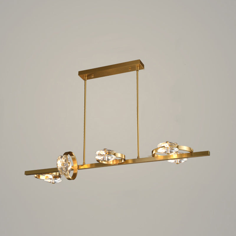 Contemporary Island Light Rings Crystal Island Lights in Gold for Kitchen