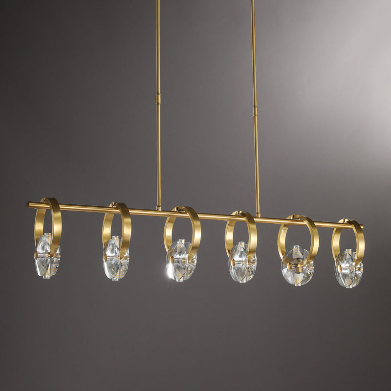 Contemporary Island Light Rings Crystal Island Lights in Gold for Kitchen