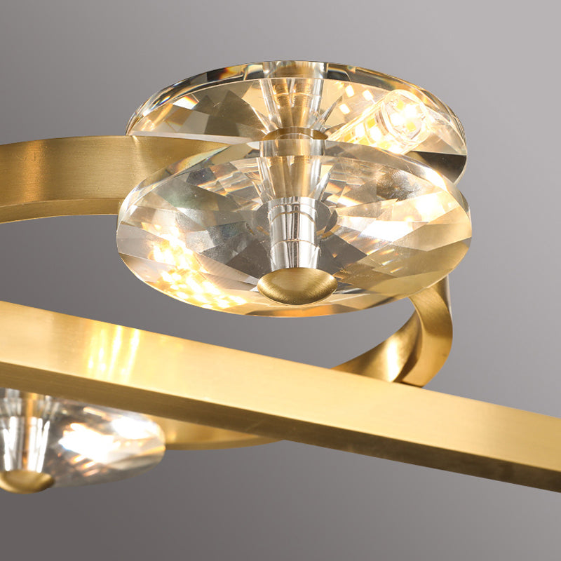 Contemporary Island Light Rings Crystal Island Lights in Gold for Kitchen
