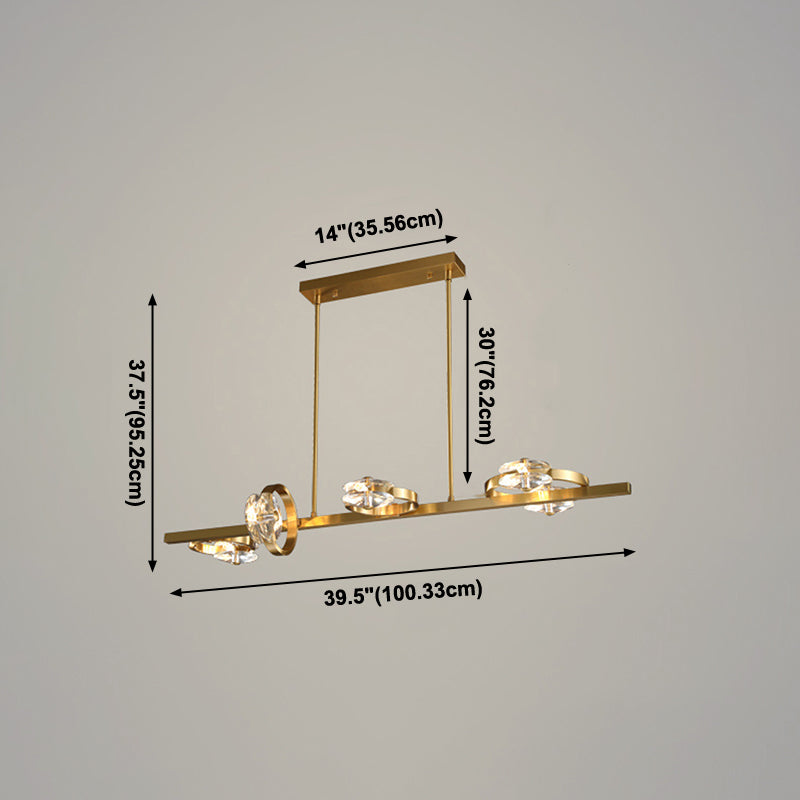 Contemporary Island Light Rings Crystal Island Lights in Gold for Kitchen