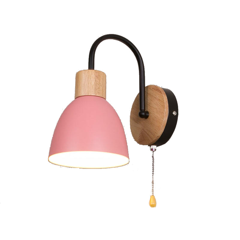 Moderner Stil Flared Leuchtenleuchten Holz 1 leichte Wand montierte Beleuchtung