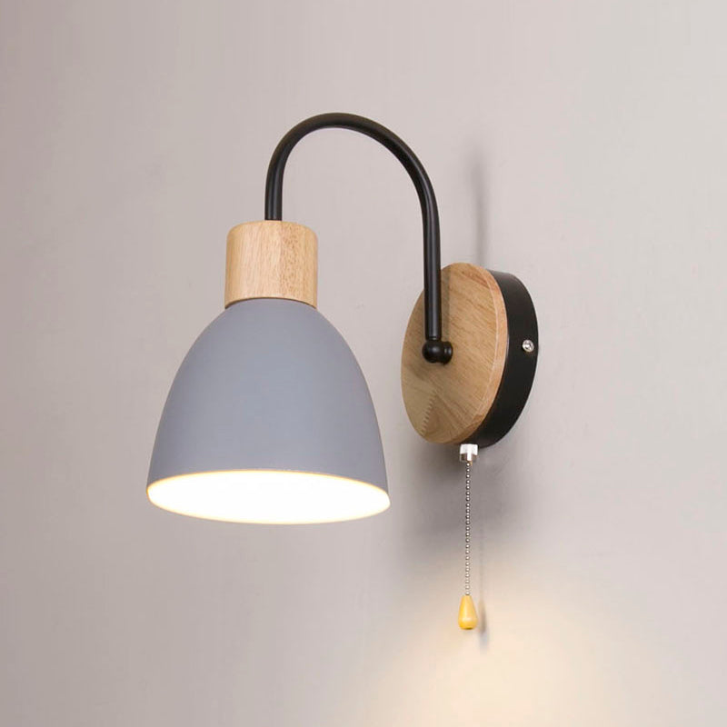 Moderner Stil Flared Leuchtenleuchten Holz 1 leichte Wand montierte Beleuchtung