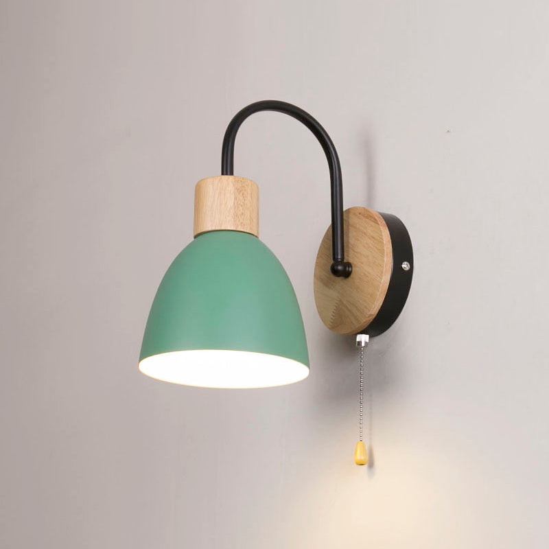 Moderner Stil Flared Leuchtenleuchten Holz 1 leichte Wand montierte Beleuchtung