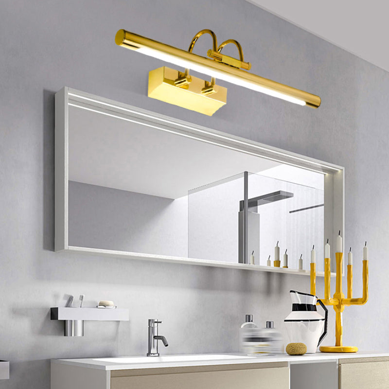 Linear Shade Metal Wall Sconce Modern 1 Light Mirror Wall Mount Light Fixture