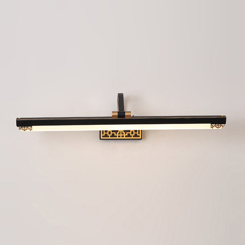 Obelle linéaire Mall Murce moderne 1 Miroir lumineux Miroir mural Moup Light Aymat en noir