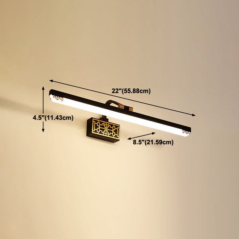 Obelle linéaire Mall Murce moderne 1 Miroir lumineux Miroir mural Moup Light Aymat en noir