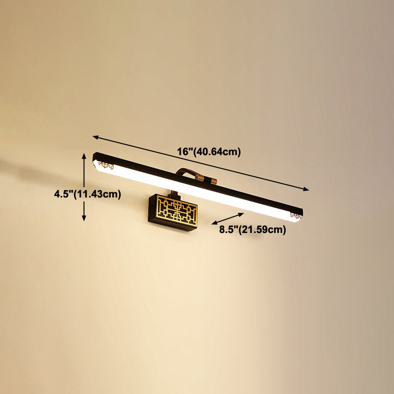 Obelle linéaire Mall Murce moderne 1 Miroir lumineux Miroir mural Moup Light Aymat en noir
