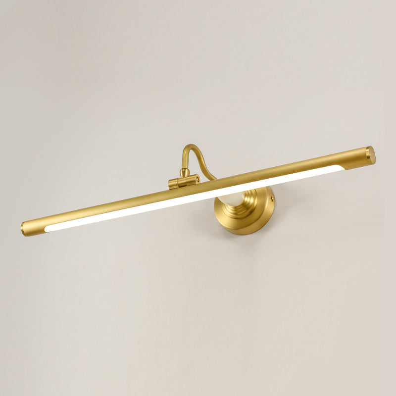 Linear Metal Wall Sconce Modern Style 1 Light Mirror Wall Mount Light Fixture in Brass