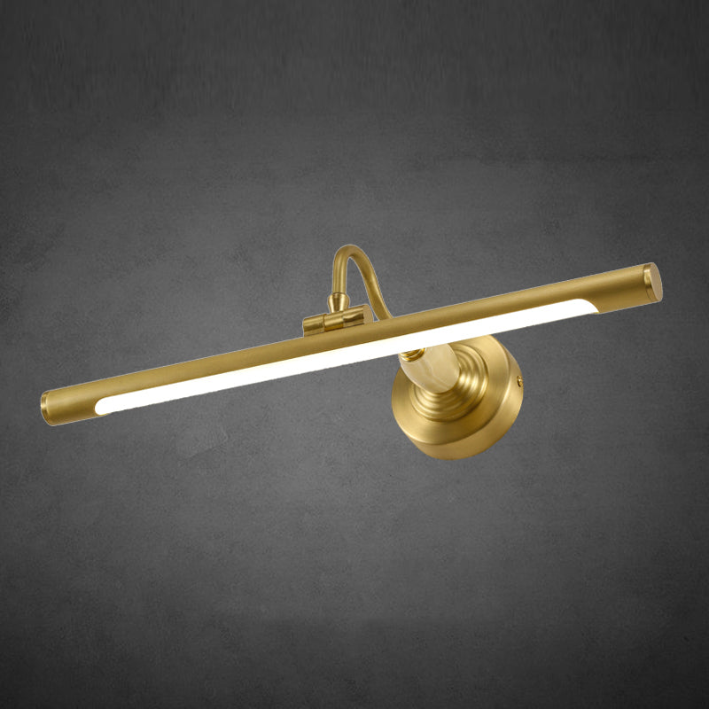 Linear Metal Wall Sconce Modern Style 1 Light Mirror Wall Mount Light Fixture in Brass