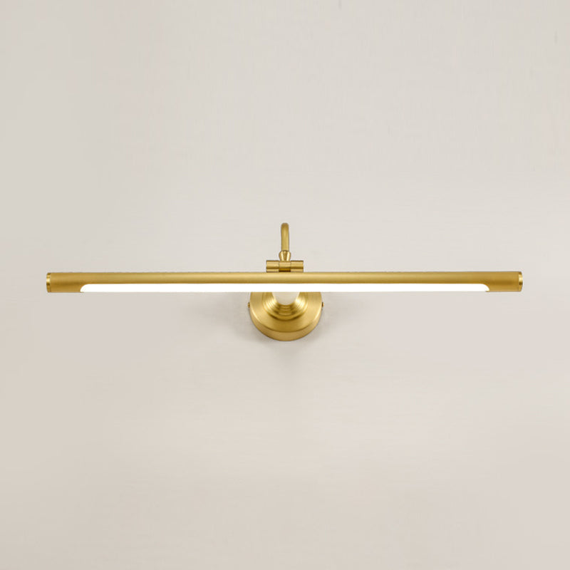 Linear Metal Wall Sconce Modern Style 1 Light Mirror Wall Mount Light Fixture in Brass