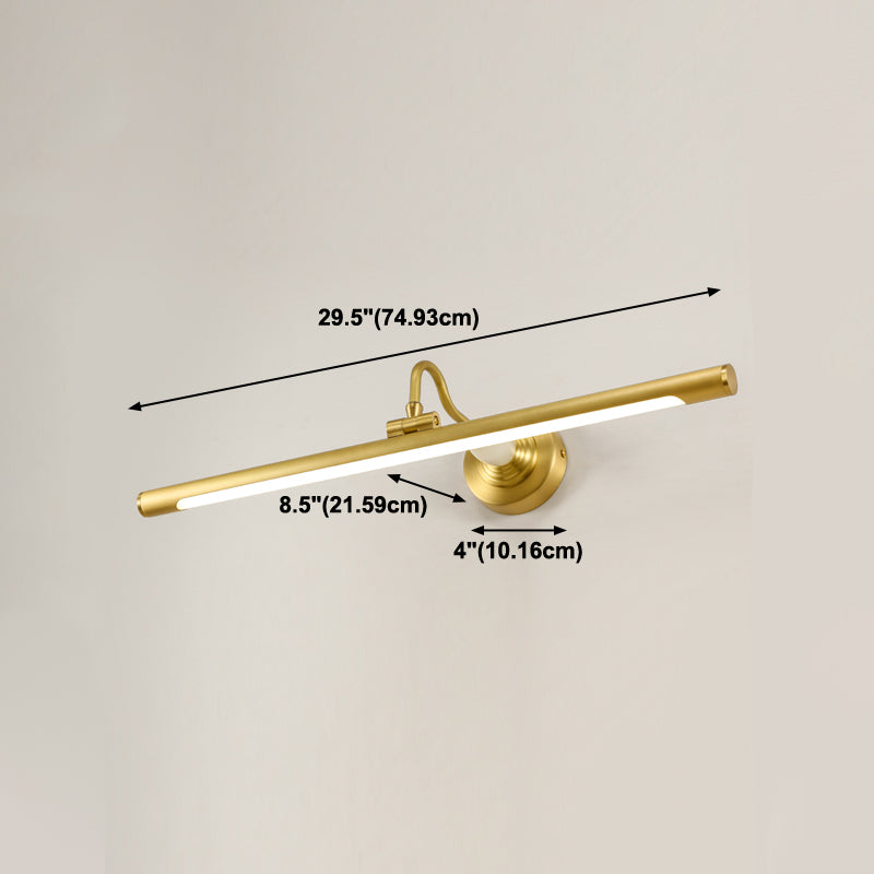 Linear Metal Wall Sconce Modern Style 1 Light Mirror Wall Mount Light Fixture in Brass