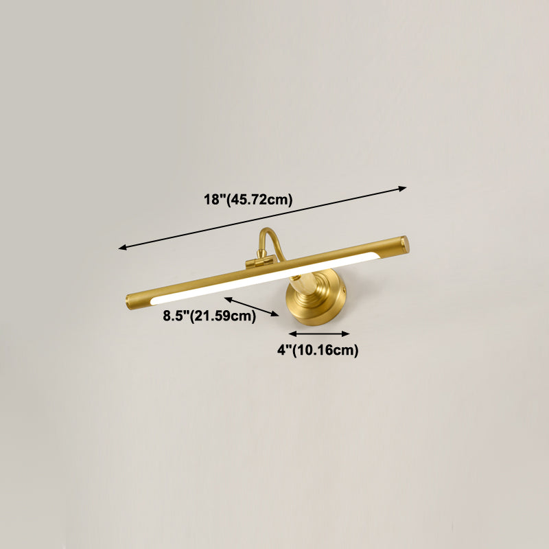 Linear Metal Wall Sconce Modern Style 1 Light Mirror Wall Mount Light Fixture in Brass