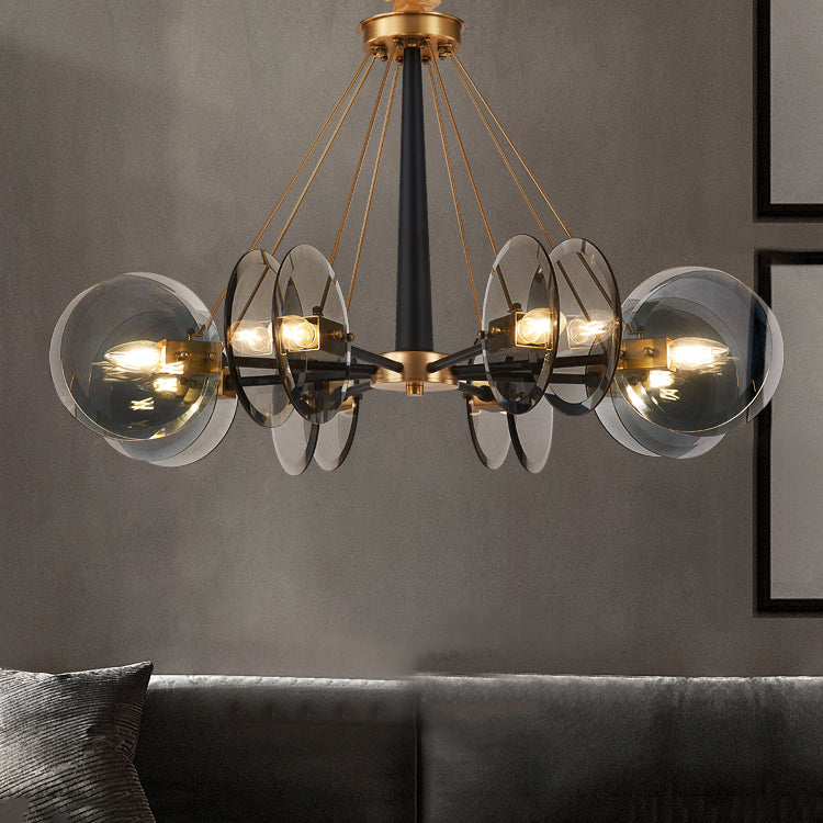 Contemporary Ceiling Hung Fixture Circle Glass Down Lighting Pendant for Living Room