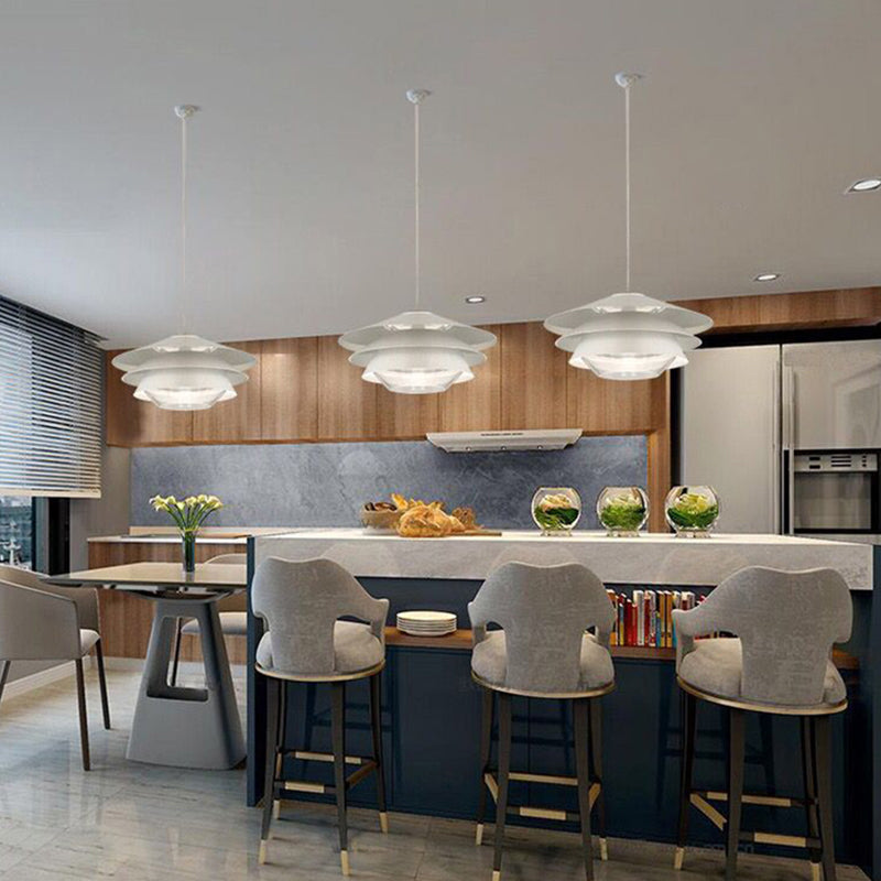 1-Light Disk Hanging Light Fixture Glass Pendant Light for Dining Room