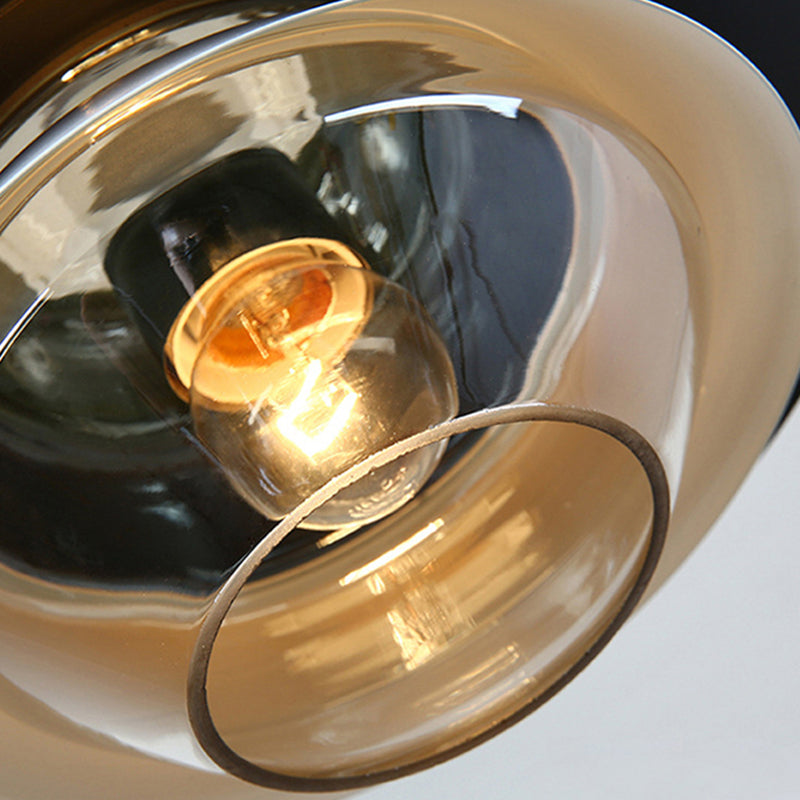 1-Light Disk Hanging Light Fixture Glass Pendant Light for Dining Room