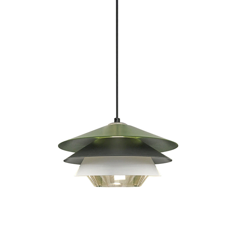 1-Light Disk Hanging Light Fixture Glass Pendant Light for Dining Room