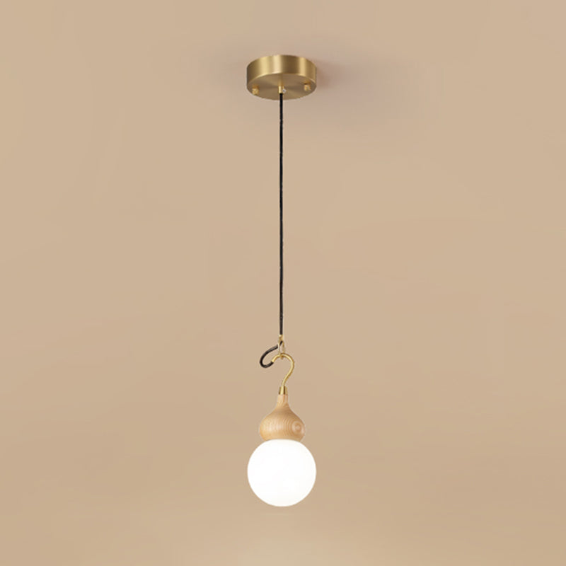 Lumière pendule de gourde moderne 1-Light Wood suspendu plafond plafond pour salle à manger