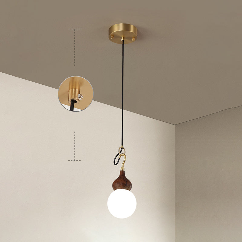 Lumière pendule de gourde moderne 1-Light Wood suspendu plafond plafond pour salle à manger