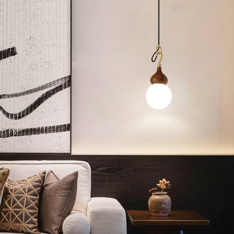 Lumière pendule de gourde moderne 1-Light Wood suspendu plafond plafond pour salle à manger