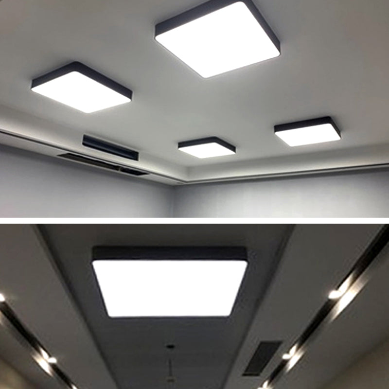 Schwarze, quadratische Deckenleuchte, schlichte LED-Deckenleuchte aus Aluminium