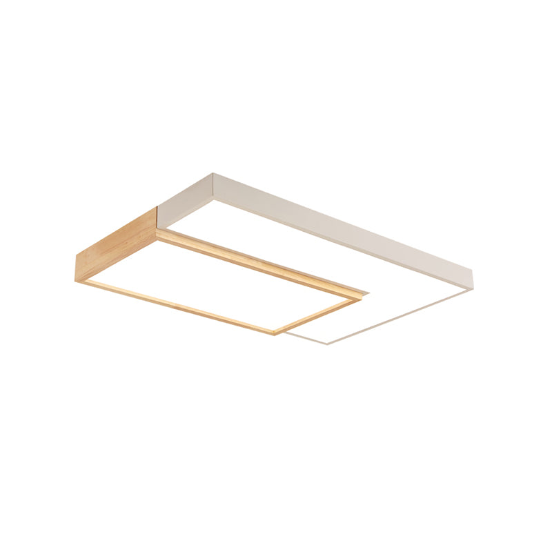 2 Lights Wooden Ceiling Mounted Light Contemporary Ceiling Light with Acrylic Shade