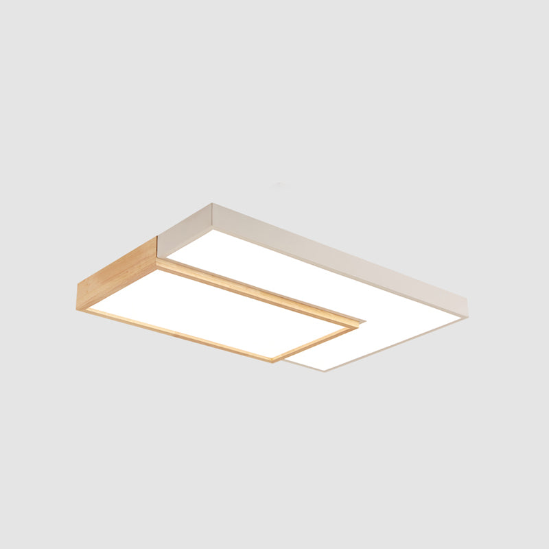 2 Lights Wooden Ceiling Mounted Light Contemporary Ceiling Light with Acrylic Shade