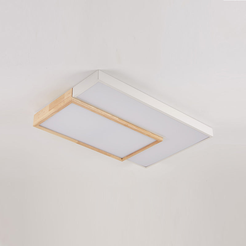 2 Lights Wooden Ceiling Mounted Light Contemporary Ceiling Light with Acrylic Shade