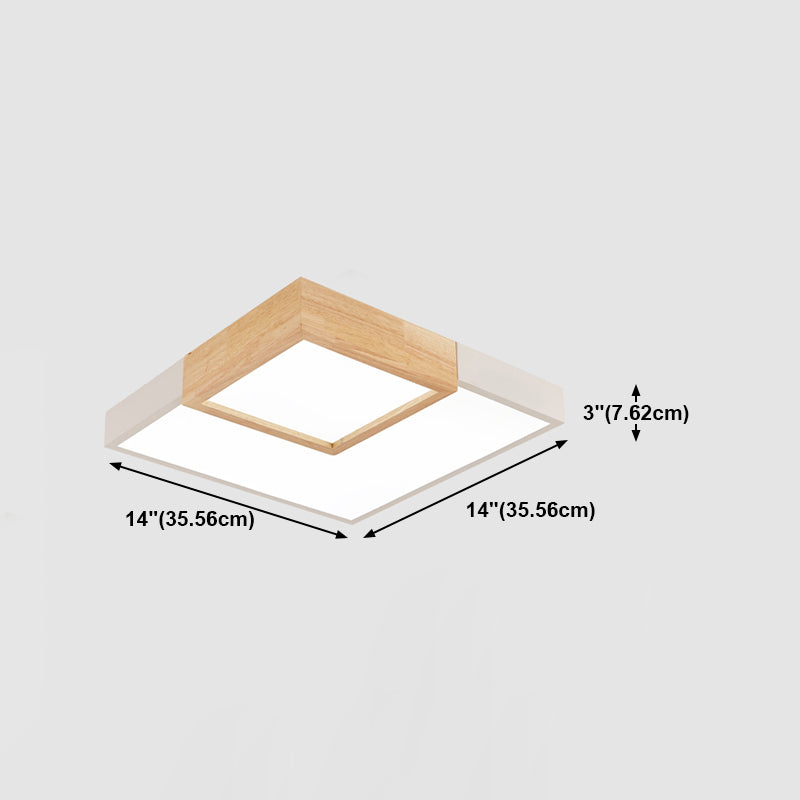 2 Lights Wooden Ceiling Mounted Light Contemporary Ceiling Light with Acrylic Shade