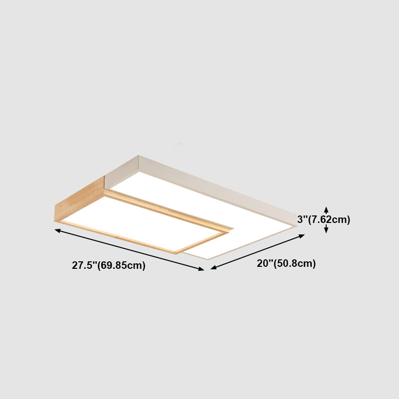 2 Lights Wooden Ceiling Mounted Light Contemporary Ceiling Light with Acrylic Shade
