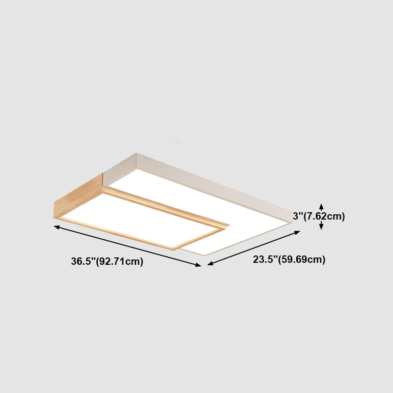 2 Lights Wooden Ceiling Mounted Light Contemporary Ceiling Light with Acrylic Shade