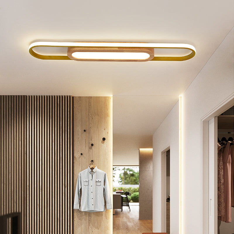 Luminaires de plafond affleurants modernes, plafonnier en bois pour salon